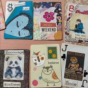 10 Altered Colorful Art Playing Cards